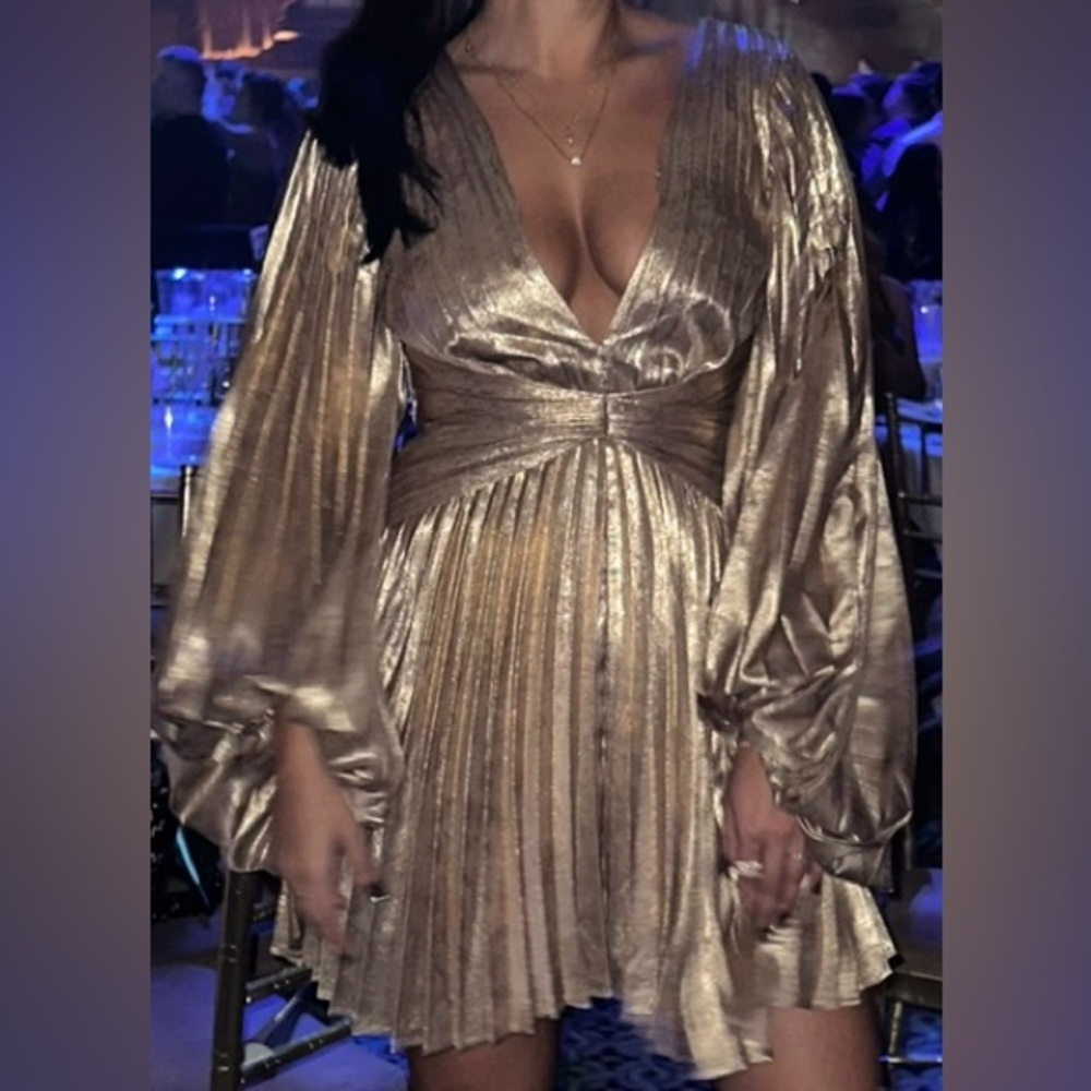 Gold pleated Acler dress